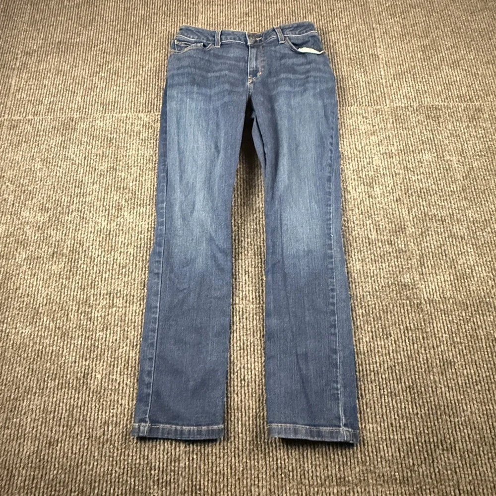 L.L.Bean Classic Fit Womens Size 6P Straight Leg Jeans Blue‎ Stretch Denim